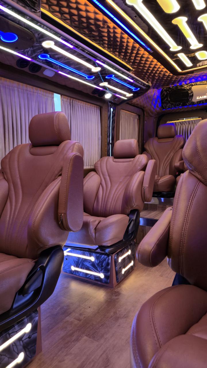 13-seater premium Urbania lounge interior with ambient mood lighting